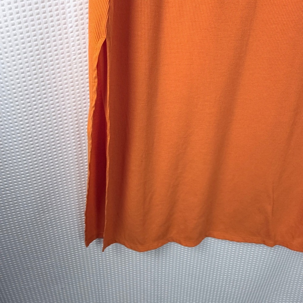 It's Orange Ribbed Sleeveless Scoop Neck Midi Tank Dress with Side Slit Size 2X - Picture 5 of 8